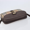 Burberrys Nova Check Shoulder Bag Canvas Beige Gold Tone Auth BA16626-6