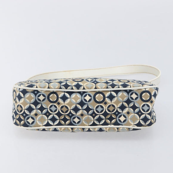 CELINE Hand Bag Canvas Navy Gold Tone Auth BA16627