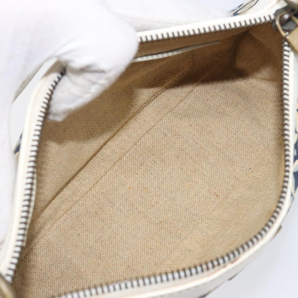 CELINE Hand Bag Canvas Navy Gold Tone Auth BA16627
