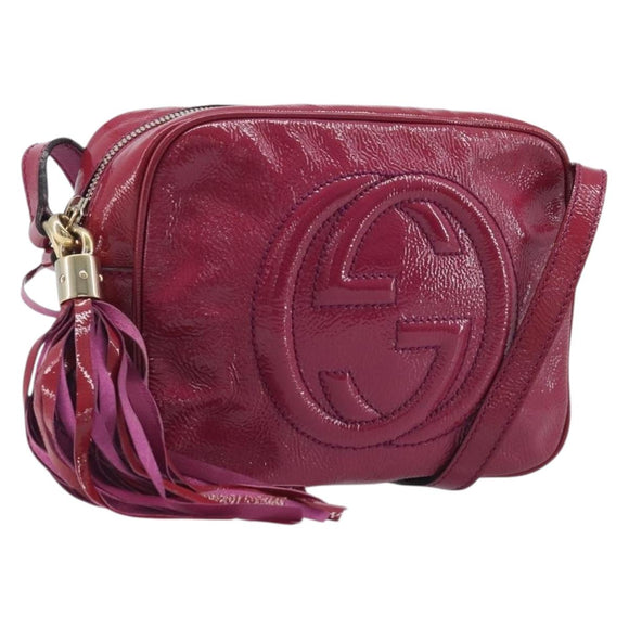GUCCI Soho Shoulder Bag Patent Pink Gold Tone 308364 Auth BA16630