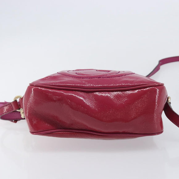 GUCCI Soho Shoulder Bag Patent Pink Gold Tone 308364 Auth BA16630