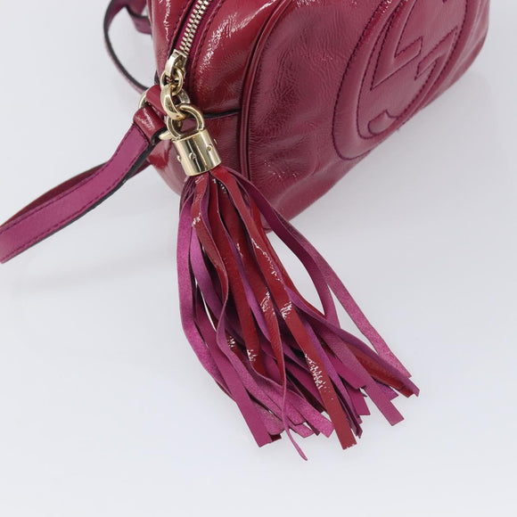 GUCCI Soho Shoulder Bag Patent Pink Gold Tone 308364 Auth BA16630