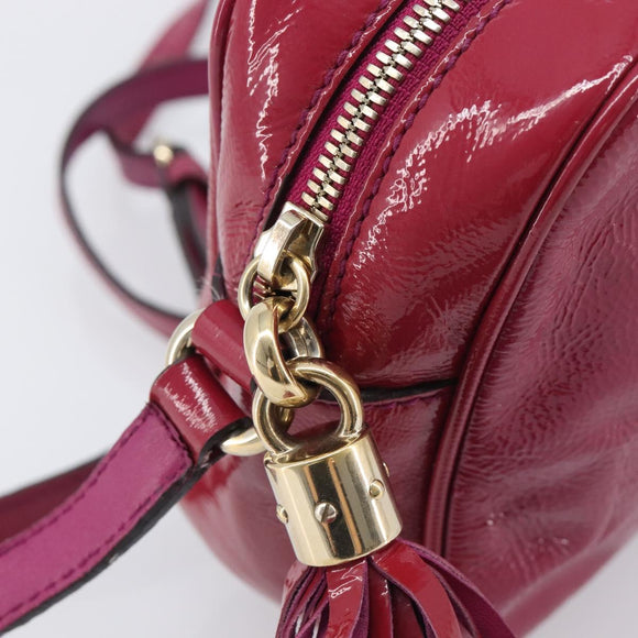 GUCCI Soho Shoulder Bag Patent Pink Gold Tone 308364 Auth BA16630