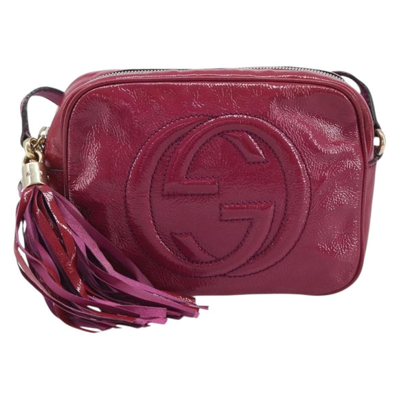 GUCCI Soho Shoulder Bag Patent Pink Gold Tone 308364 Auth BA16630