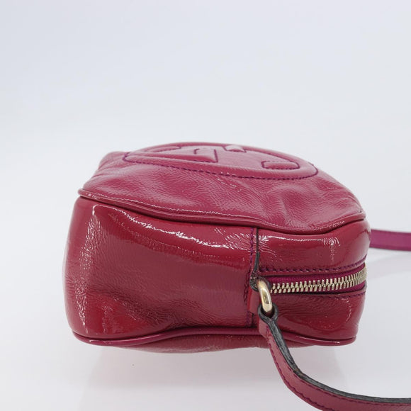 GUCCI Soho Shoulder Bag Patent Pink Gold Tone 308364 Auth BA16630