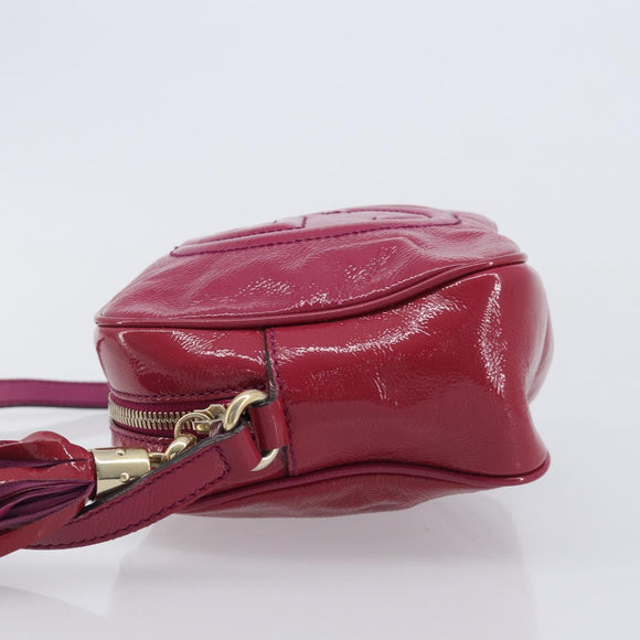 GUCCI Soho Shoulder Bag Patent Pink Gold Tone 308364 Auth BA16630