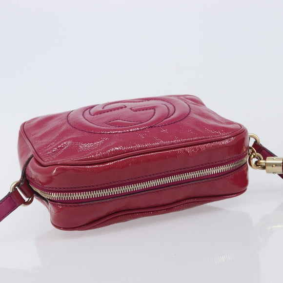 GUCCI Soho Shoulder Bag Patent Pink Gold Tone 308364 Auth BA16630