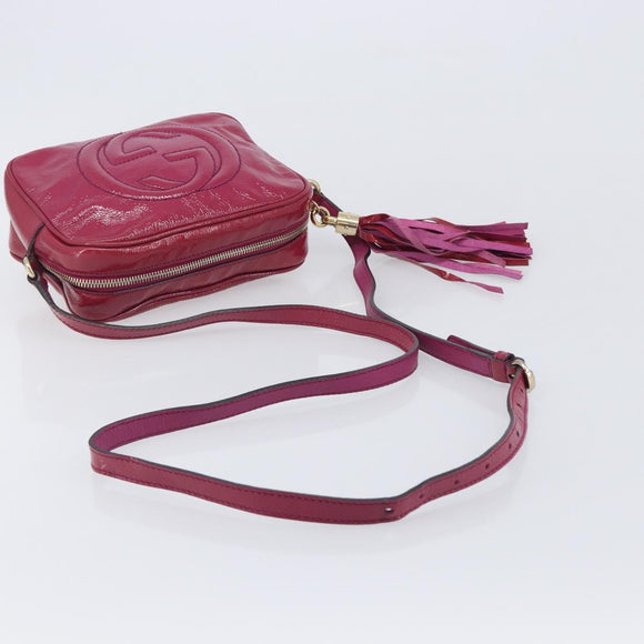GUCCI Soho Shoulder Bag Patent Pink Gold Tone 308364 Auth BA16630