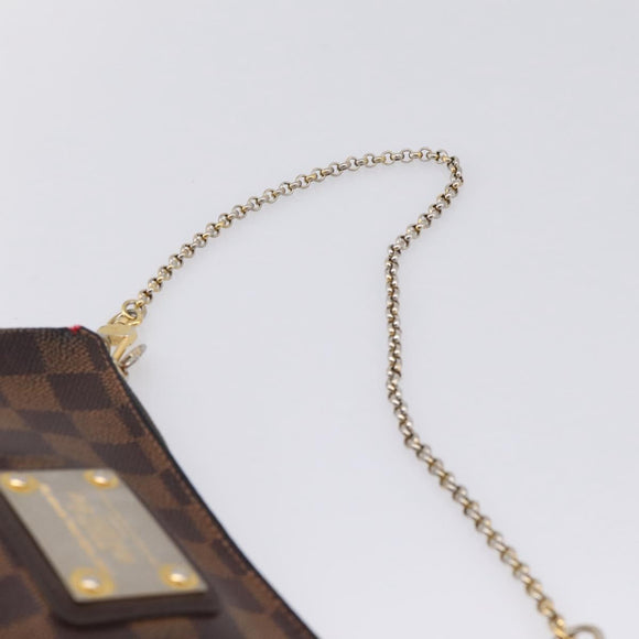 LOUIS VUITTON Damier Ebene Eva Shoulder Bag N55213 LV Auth BA16631