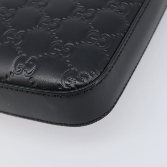 GUCCI GuccissimaGG Hand Bag Leather Black Silver 406410 Auth BA16633A
