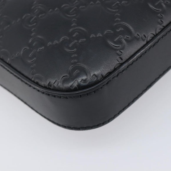 GUCCI GuccissimaGG Hand Bag Leather Black Silver 406410 Auth BA16633A