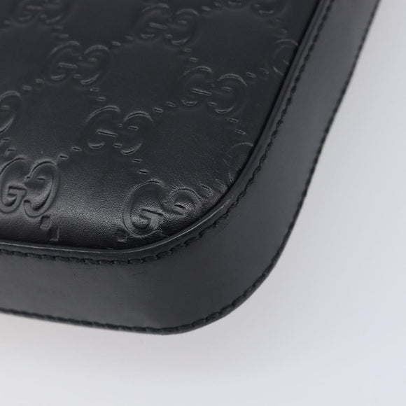 GUCCI GuccissimaGG Hand Bag Leather Black Silver 406410 Auth BA16633A