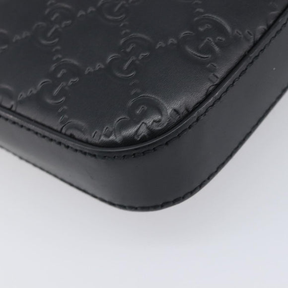GUCCI GuccissimaGG Hand Bag Leather Black Silver 406410 Auth BA16633A