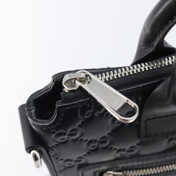 GUCCI GuccissimaGG Hand Bag Leather Black Silver 406410 Auth BA16633A