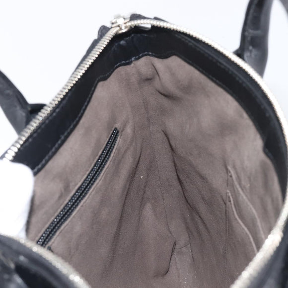GUCCI GuccissimaGG Hand Bag Leather Black Silver 406410 Auth BA16633A