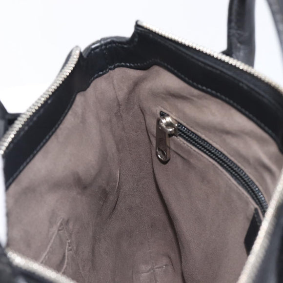 GUCCI GuccissimaGG Hand Bag Leather Black Silver 406410 Auth BA16633A
