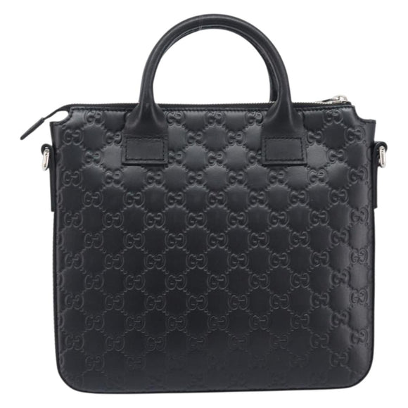 GUCCI GuccissimaGG Hand Bag Leather Black Silver 406410 Auth BA16633A