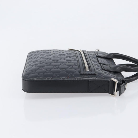 GUCCI GuccissimaGG Hand Bag Leather Black Silver 406410 Auth BA16633A