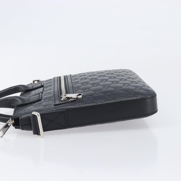 GUCCI GuccissimaGG Hand Bag Leather Black Silver 406410 Auth BA16633A