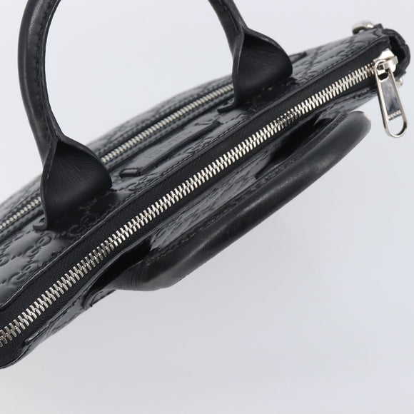 GUCCI GuccissimaGG Hand Bag Leather Black Silver 406410 Auth BA16633A