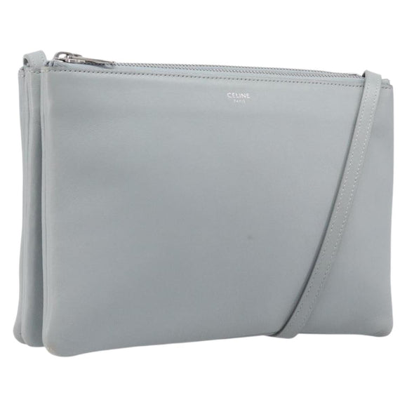 LOUIS VUITTON Trio Shoulder Bag Leather Light Blue Silver LV Auth BA16636A