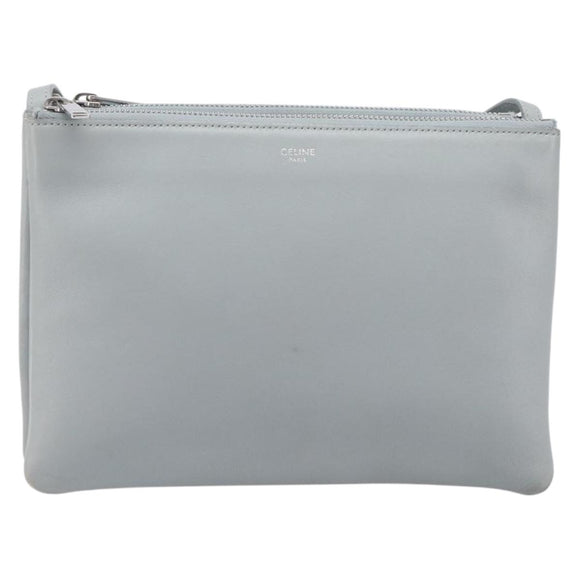 LOUIS VUITTON Trio Shoulder Bag Leather Light Blue Silver LV Auth BA16636A