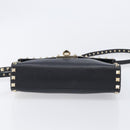 Valentino Rock studs Shoulder Bag Leather Black Gold Tone Auth BA16640A-10
