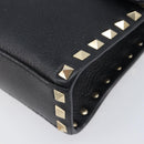 Valentino Rock studs Shoulder Bag Leather Black Gold Tone Auth BA16640A-11