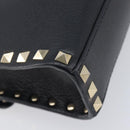 Valentino Rock studs Shoulder Bag Leather Black Gold Tone Auth BA16640A-14