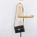 Valentino Rock studs Shoulder Bag Leather Black Gold Tone Auth BA16640A-24