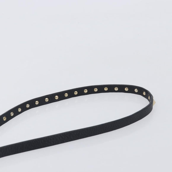 Valentino Rock studs Shoulder Bag Leather Black Gold Tone Auth BA16640A