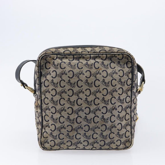 CELINE Macadam C Saruki Shoulder Bag Canvas PVC 2 Set Beige Navy Auth BA16645