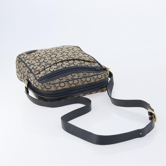 CELINE Macadam C Saruki Shoulder Bag Canvas PVC 2 Set Beige Navy Auth BA16645