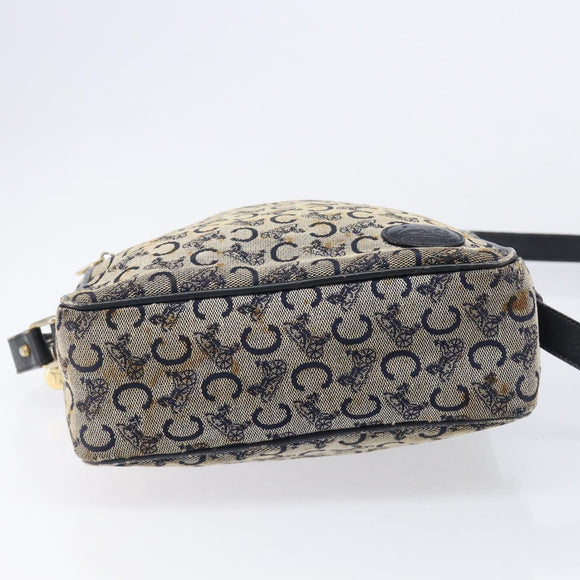CELINE Macadam C Saruki Shoulder Bag Canvas PVC 2 Set Beige Navy Auth BA16645