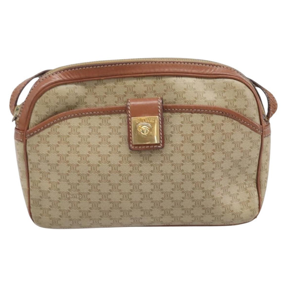 CELINE Macadam C Saruki Shoulder Bag Canvas PVC 2 Set Beige Navy Auth BA16645