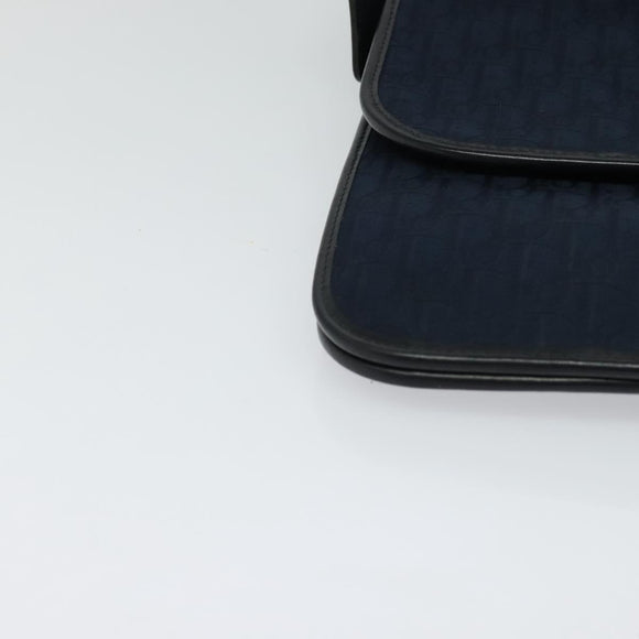 Christian Dior Trotter Canvas Shoulder Bag Navy Gold Auth BA1665