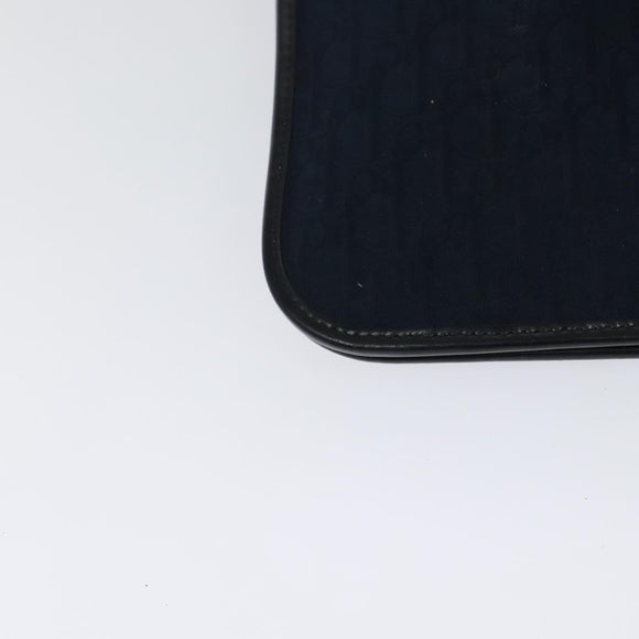 Christian Dior Trotter Canvas Shoulder Bag Navy Gold Auth BA1665