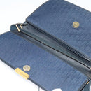Christian Dior Trotter Canvas Shoulder Bag Navy Gold Auth BA1665-11