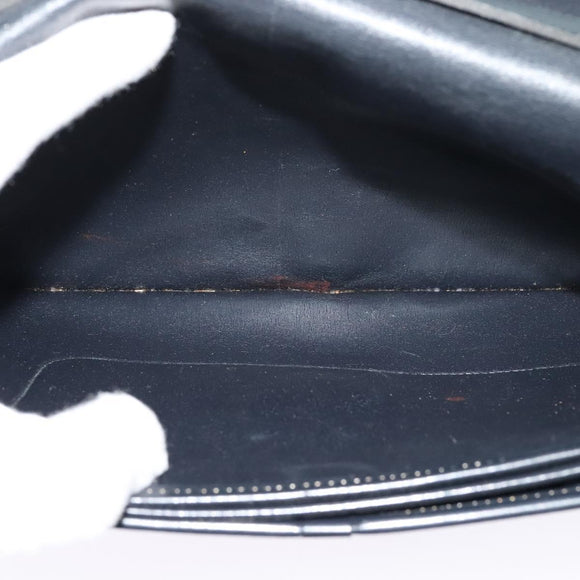 Christian Dior Trotter Canvas Shoulder Bag Navy Gold Auth BA1665