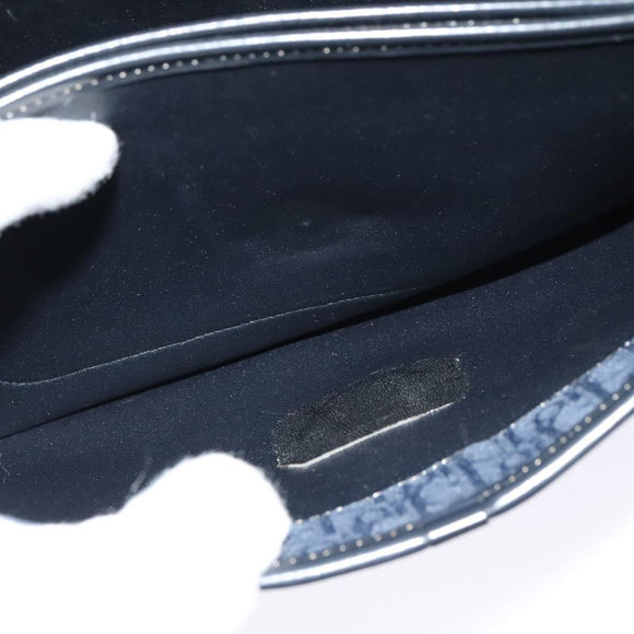 Christian Dior Trotter Canvas Shoulder Bag Navy Gold Auth BA1665