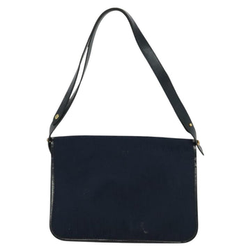 Christian Dior Trotter Canvas Shoulder Bag Navy Gold Auth BA1665 - 0
