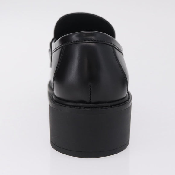 GUCCI Horsebit loafers Leather 37 1/2 Black Silver Auth BA16654M