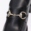 GUCCI Horsebit loafers Leather 37 1/2 Black Silver Auth BA16654M-14
