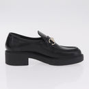 GUCCI Horsebit loafers Leather 37 1/2 Black Silver Auth BA16654M-23