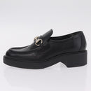 GUCCI Horsebit loafers Leather 37 1/2 Black Silver Auth BA16654M-24