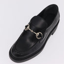 GUCCI Horsebit loafers Leather 37 1/2 Black Silver Auth BA16654M-25