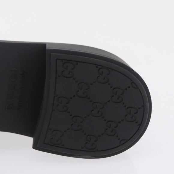 GUCCI Horsebit loafers Leather 37 1/2 Black Silver Auth BA16654M
