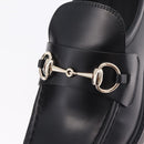 GUCCI Horsebit loafers Leather 37 1/2 Black Silver Auth BA16654M-33