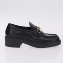 GUCCI Horsebit loafers Leather 37 1/2 Black Silver Auth BA16654M-4