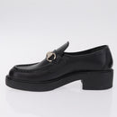 GUCCI Horsebit loafers Leather 37 1/2 Black Silver Auth BA16654M-5